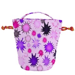 Inks Drops Black Paint Design Drawstring Bucket Bag by Hannah976