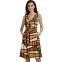 Autumn Leaf Mosaic Seamless Sleeveless V-Neck Skater Dress with Pockets View1