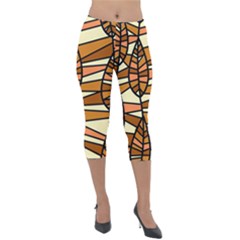 Autumn Leaf Mosaic Seamless Lightweight Velour Capri Leggings  by Hannah976