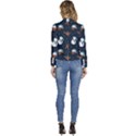 Santa Snowman Women s Long Sleeve Revers Collar Cropped Jacket View4
