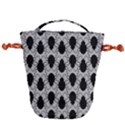 Pattern Beetle Insect Black Grey Drawstring Bucket Bag View2