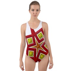 Pattern Tile Decorative Design Star Cut-out Back One Piece Swimsuit by Hannah976