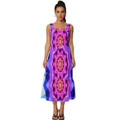 Ornament Kaleidoscope Square Neckline Tiered Midi Dress by Hannah976