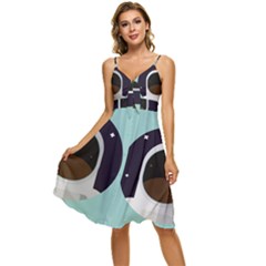 Astronaut Space Astronomy Universe Sleeveless Tie Front Chiffon Dress by Sarkoni