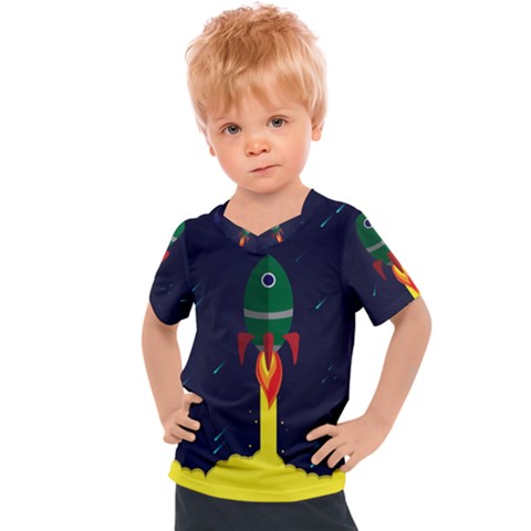 Rocket Halftone Astrology Astronaut Kids  Sports T-shirt by Sarkoni