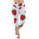 Seamless Pattern Fresh Strawberry Lightweight Velour Capri Yoga Leggings View1