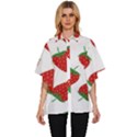 Seamless Pattern Fresh Strawberry Women s Batwing Button Up Shirt View1