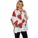 Seamless Pattern Fresh Strawberry Women s Batwing Button Up Shirt View3