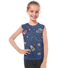 Cat Cosmos Cosmonaut Rocket Kids  Mesh Tank Top by Grandong