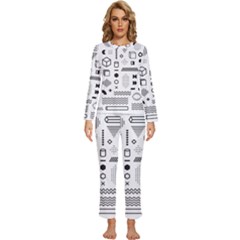 Pattern Hipster Abstract Form Geometric Line Variety Shapes Polkadots Fashion Style Seamless Womens  Long Sleeve Lightweight Pajamas Set by Grandong