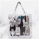 Cute Cat Hand Drawn Cartoon Style Grocery Tote Bag View1