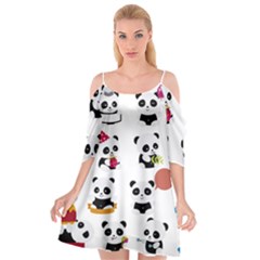 Playing Pandas Cartoons Cutout Spaghetti Strap Chiffon Dress by Apen