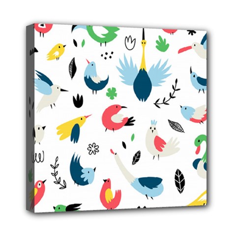 Vector Set Isolates With Cute Birds Scandinavian Style Mini Canvas 8  X 8  (stretched) by Apen