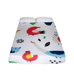 Vector Set Isolates With Cute Birds Scandinavian Style Fitted Sheet (full/ Double Size) by Apen