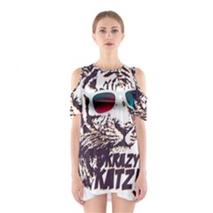 Krazy Katz 3d Tiger Roar Animal Shoulder Cutout One Piece Dress by Sarkoni