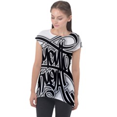 Hip Hop Music Drawing Art Graffiti Cap Sleeve High Low Top by Sarkoni