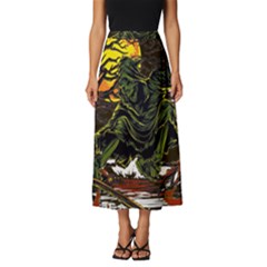 Grim Reaper Above Art  Monster Moon Letter Poster Classic Midi Chiffon Skirt by Sarkoni