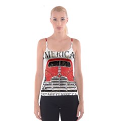 Perfect American Vintage Classic Car Signage Retro Style Spaghetti Strap Top by Sarkoni
