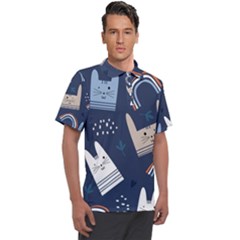 Colorful Cute Cats Seamless Pattern Men s Polo T-shirt by Bedest