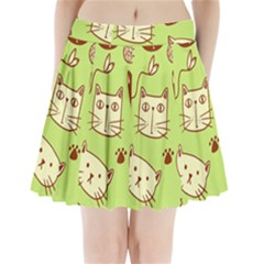 Cute Hand Drawn Cat Seamless Pattern Pleated Mini Skirt by Bedest