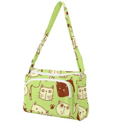 Cute Hand Drawn Cat Seamless Pattern Front Pocket Crossbody Bag by Bedest