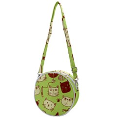 Cute Hand Drawn Cat Seamless Pattern Crossbody Circle Bag by Bedest
