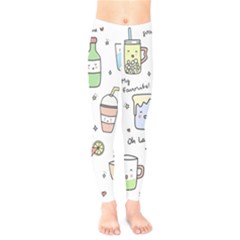 Drinks Cocktails Doodles Coffee Kids  Leggings by Apen