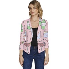 Drink Cocktail Doodle Coffee Women s Casual 3/4 Sleeve Spring Jacket by Apen