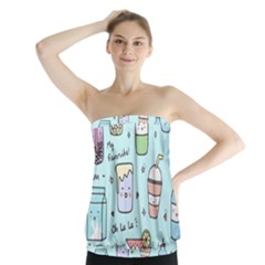 Drinks Cocktails Doodle Coffee Strapless Top by Apen