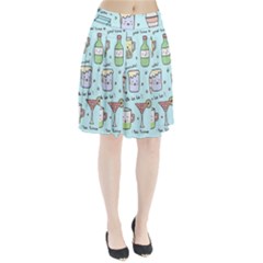 Drinks Cocktails Doodle Coffee Pleated Skirt by Apen