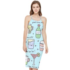 Drinks Cocktails Doodle Coffee Bodycon Cross Back Summer Dress by Apen