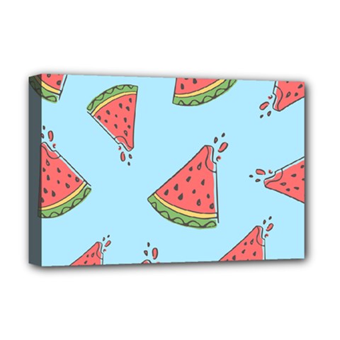 Watermelon Fruit Pattern Tropical Deluxe Canvas 18  X 12  (stretched) by Apen