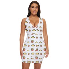 Fries Taco Pattern Fast Food Draped Bodycon Dress by Apen
