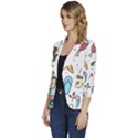 Doodle Fun Food Drawing Cute Women s One-Button 3/4 Sleeve Short Jacket View2