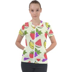 Fruits Pattern Background Food Short Sleeve Zip Up Jacket by Apen