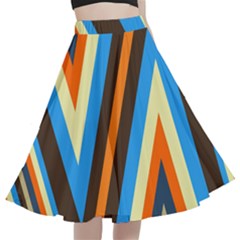 Pattern Triangle Design Repeat A-line Full Circle Midi Skirt With Pocket by Ravend