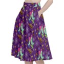 Pumpkins Ghosts Skeleton Pattern A-Line Full Circle Midi Skirt With Pocket View2