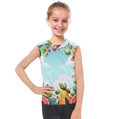 Fruits Sweet Papaya Orange Pattern Kids  Mesh Tank Top by Ravend