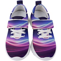 Cosmic Galaxy Quantum Art Nature Kids  Velcro Strap Shoes by Ravend