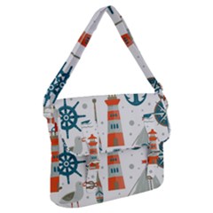 Nautical Elements Pattern Background Buckle Messenger Bag by Grandong