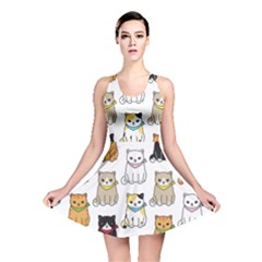 Cat Kitten Seamless Pattern Reversible Skater Dress by Grandong