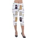 Cat Kitten Seamless Pattern Lightweight Velour Capri Leggings  View1