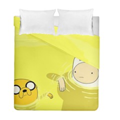 Adventure Time Jake The Dog Finn The Human Artwork Yellow Duvet Cover Double Side (full/ Double Size) by Sarkoni