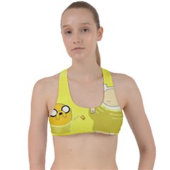 Adventure Time Jake The Dog Finn The Human Artwork Yellow Criss Cross Racerback Sports Bra by Sarkoni