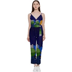 Adventure Time Jake And Finn Night V-neck Camisole Jumpsuit by Sarkoni