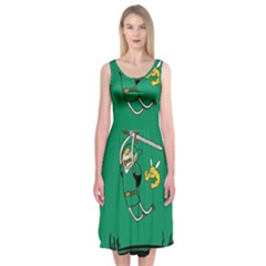 Adventure Time The Legend Of Zelda Midi Sleeveless Dress by Sarkoni