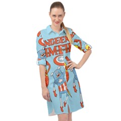 Adventure Time Avengers Age Of Ultron Long Sleeve Mini Shirt Dress by Sarkoni