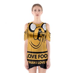 Adventure Time Jake  I Love Food Shoulder Cutout One Piece Dress by Sarkoni