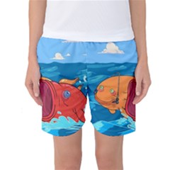 Adventure Time Fish Landscape Women s Basketball Shorts by Sarkoni