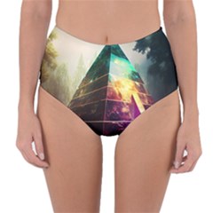 Tropical Forest Jungle Ar Colorful Midjourney Spectrum Trippy Psychedelic Nature Trees Pyramid Reversible High-waist Bikini Bottoms by Sarkoni